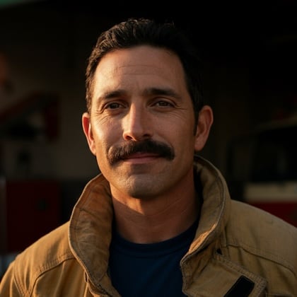 Firefighter representing first responders verified through ID.me.